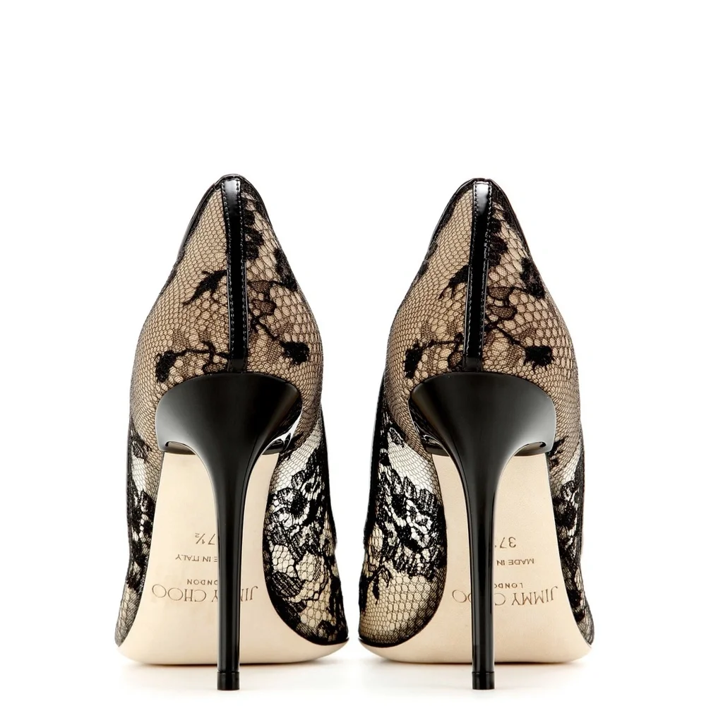 Jimmy Choo Black Luna Lace Platform Pumps Size  US9 NEW